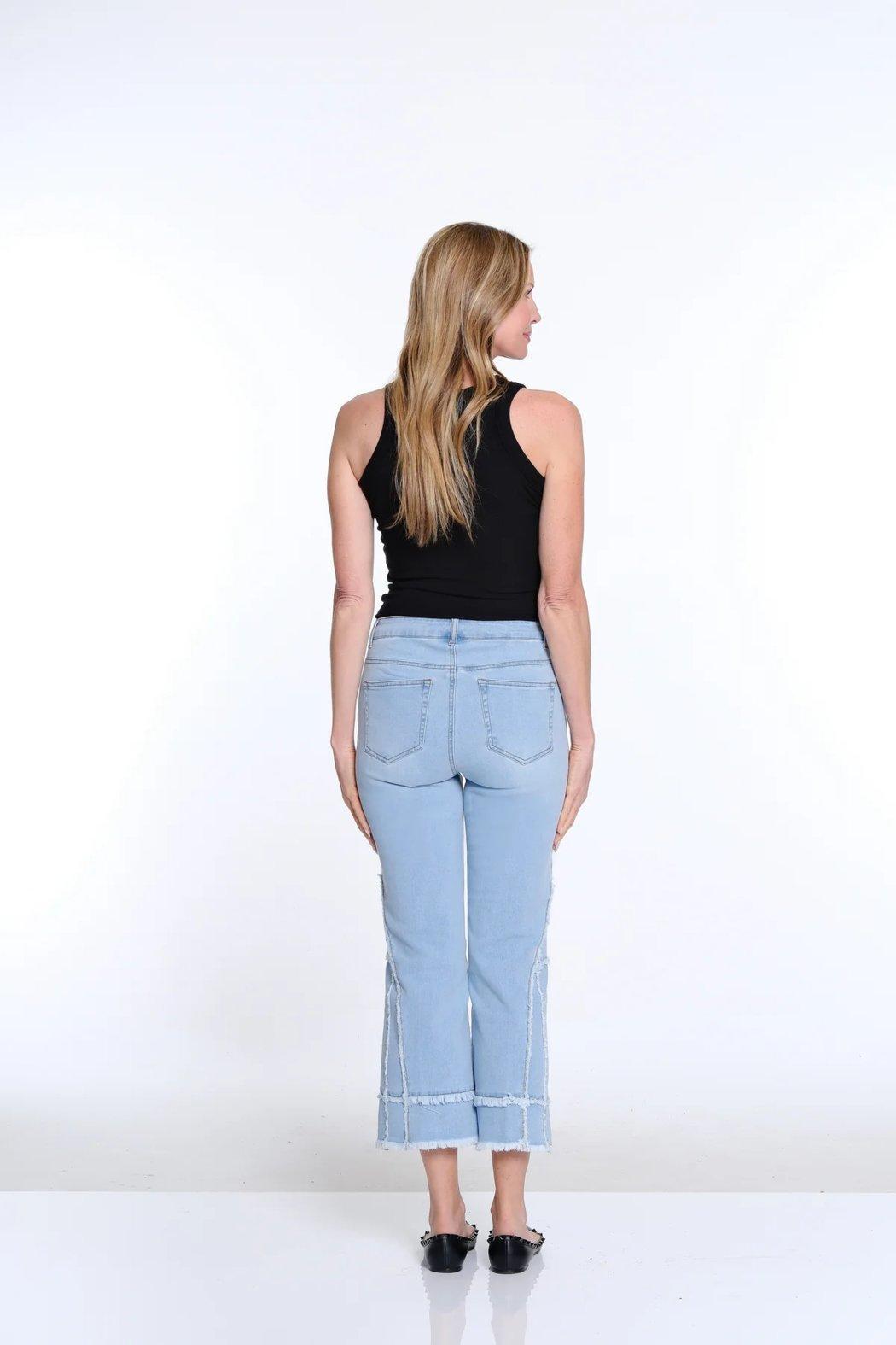 Flare Leg Crop Pant with Fringed Trim Product Image