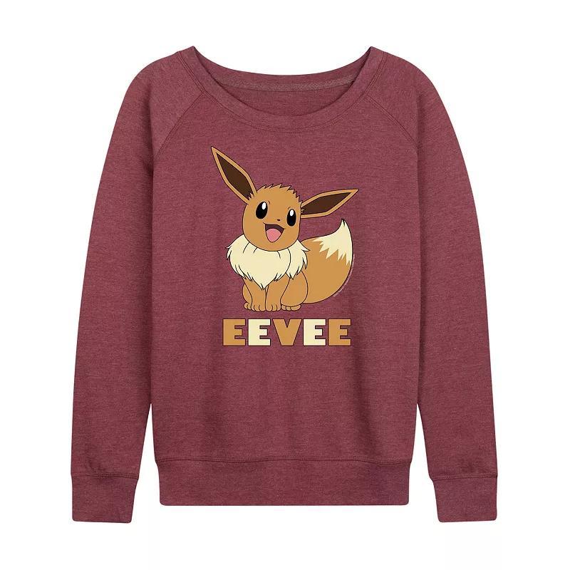 Plus Size Pokemon Eevee French Terry Long Sleeve Tee, Women's, Size: 3XL, Grey Dark Red Product Image