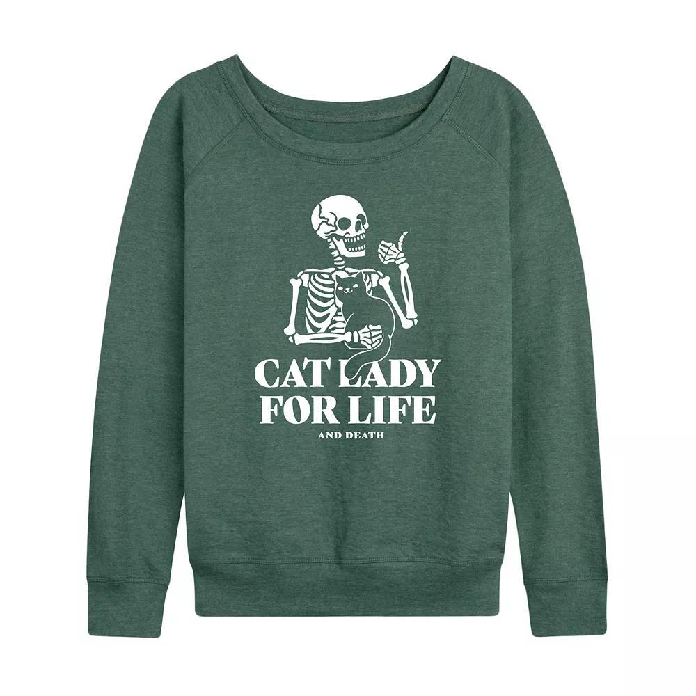 Women's Cat Lady For Life Skeleton French Terry Long Sleeve Tee,  Product Image