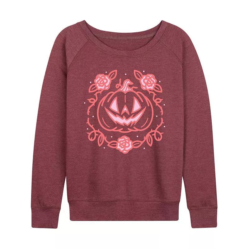 Women's Coquette Pumpkin Rose Halloween French Terry Long Sleeve Tee,  Product Image