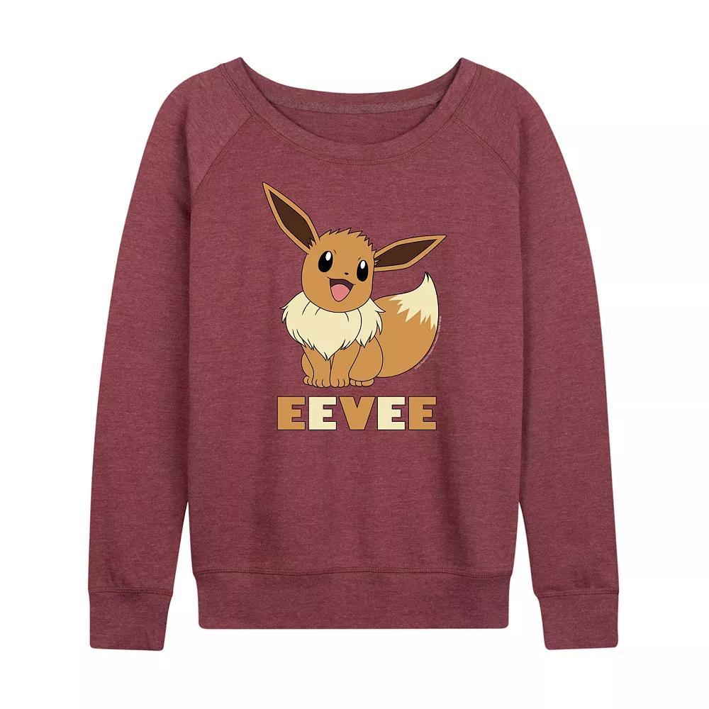 Plus Size Pokemon Eevee French Terry Long Sleeve Tee, Women's, Size: 3XL, Grey Dark Red Product Image