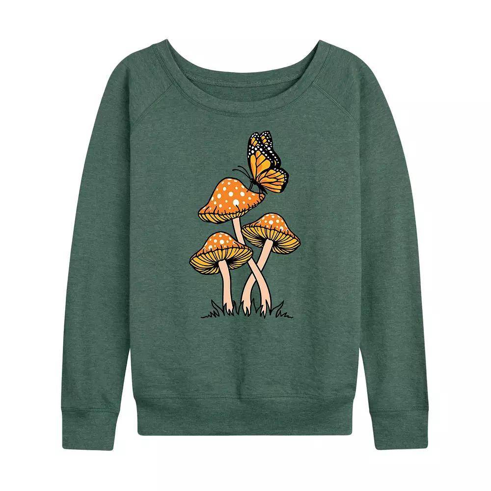Women's Mushrooms With Butterfly French Terry Long Sleeve Tee, Girl's,  Product Image
