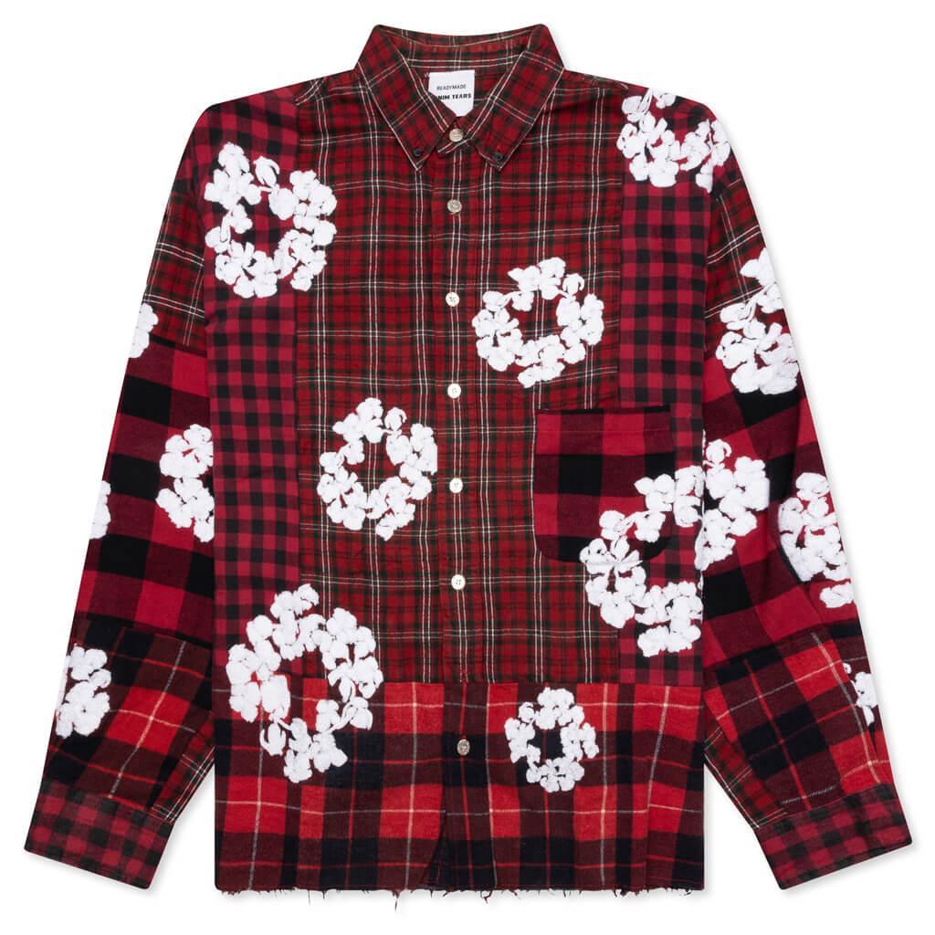 Readymade x Denim Tears Check LS Shirt - Red Male Product Image