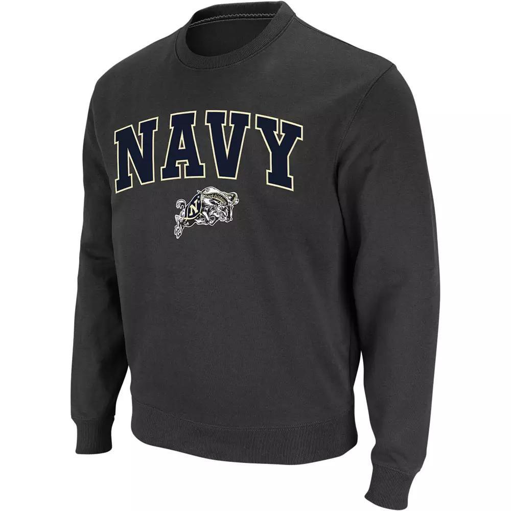 Men's Colosseum Charcoal Navy Midshipmen Arch & Logo Crew Neck Sweatshirt,  Product Image