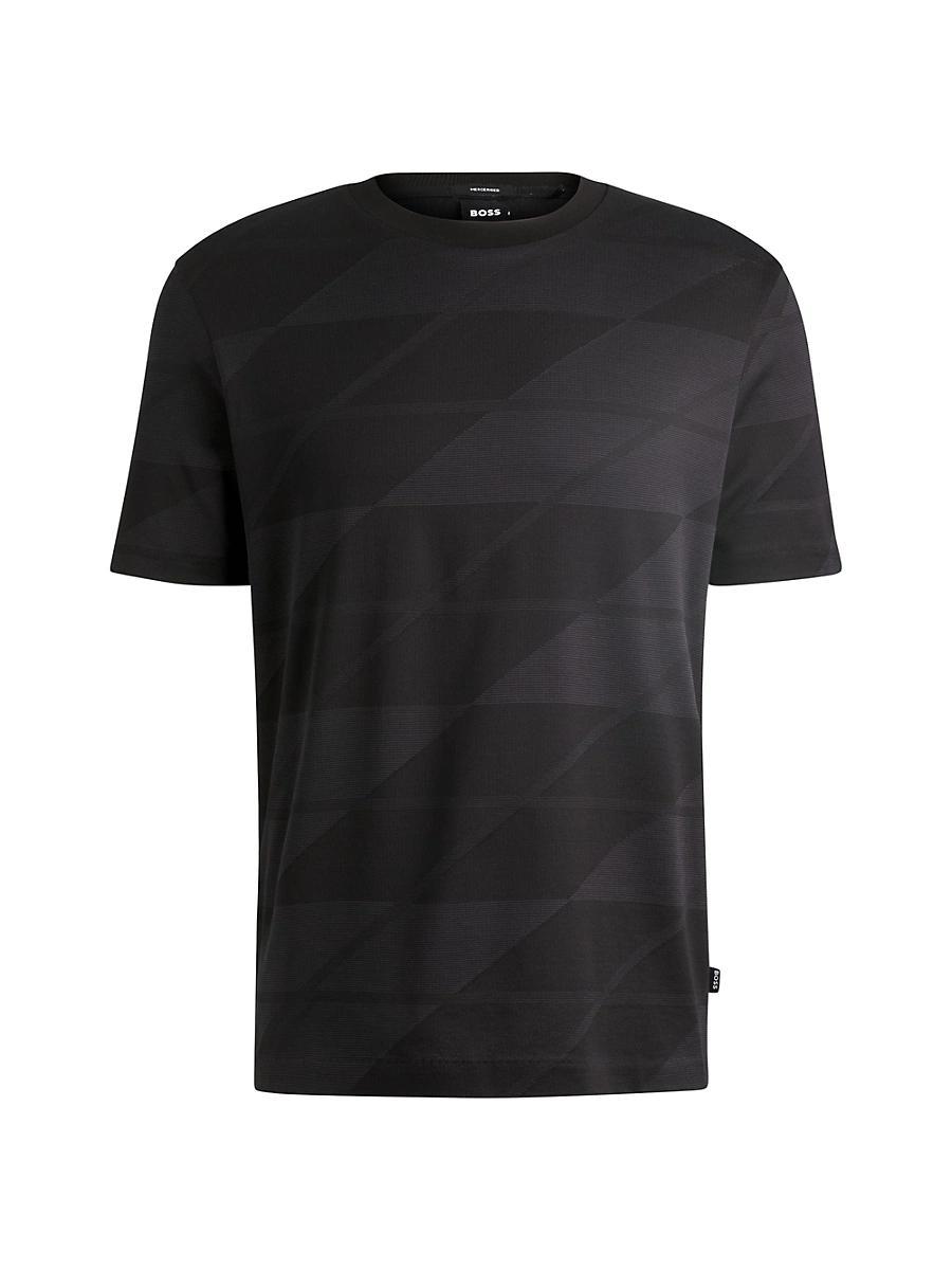 Mens Mercerized-Cotton T-Shirt with Two-Tone Jacquard Product Image