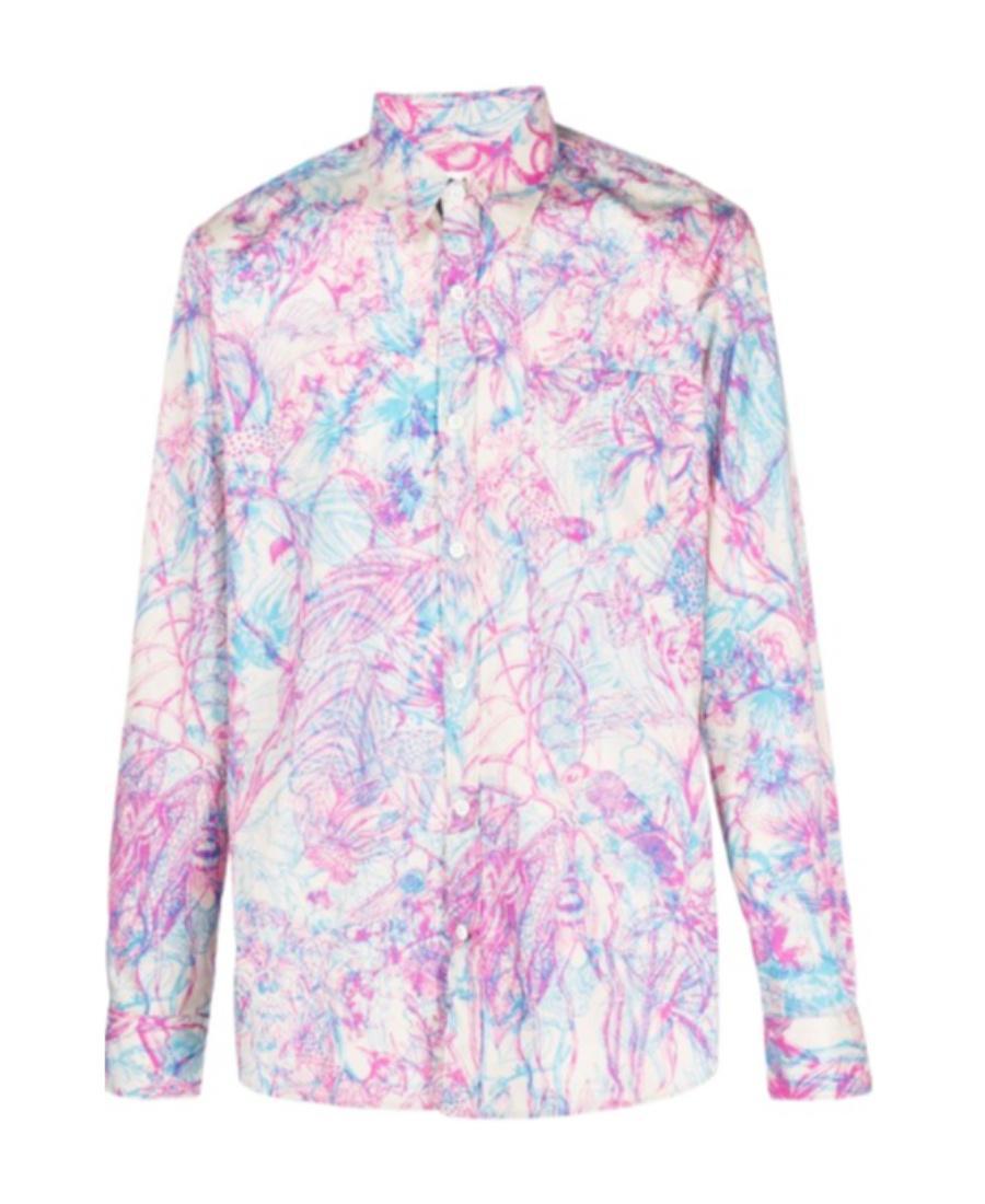 DRIES VAN NOTEN Long-sleeved Printed Shirt In Purple Product Image