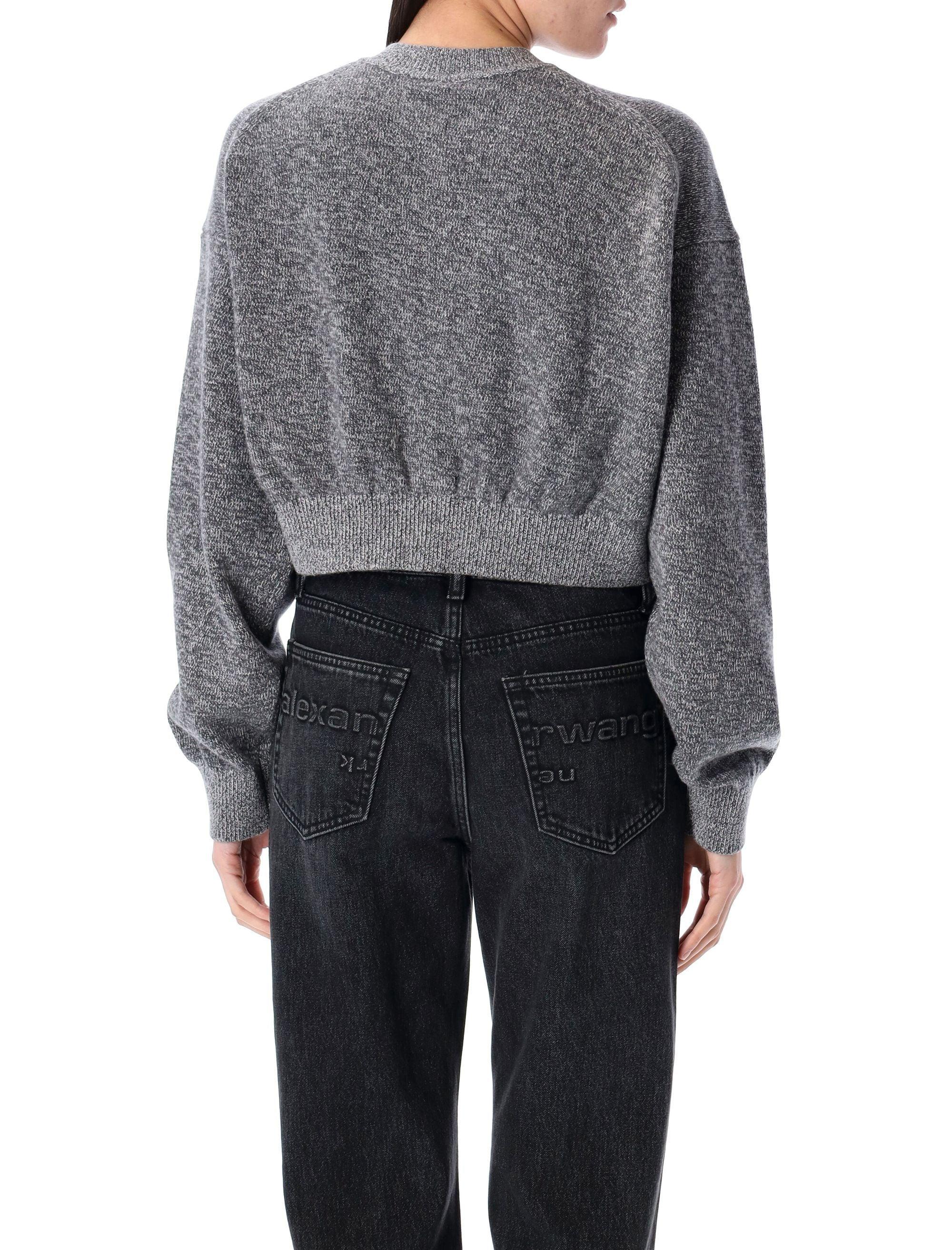 ALEXANDER WANG T Embossed Logo Cardigan In Gray Product Image