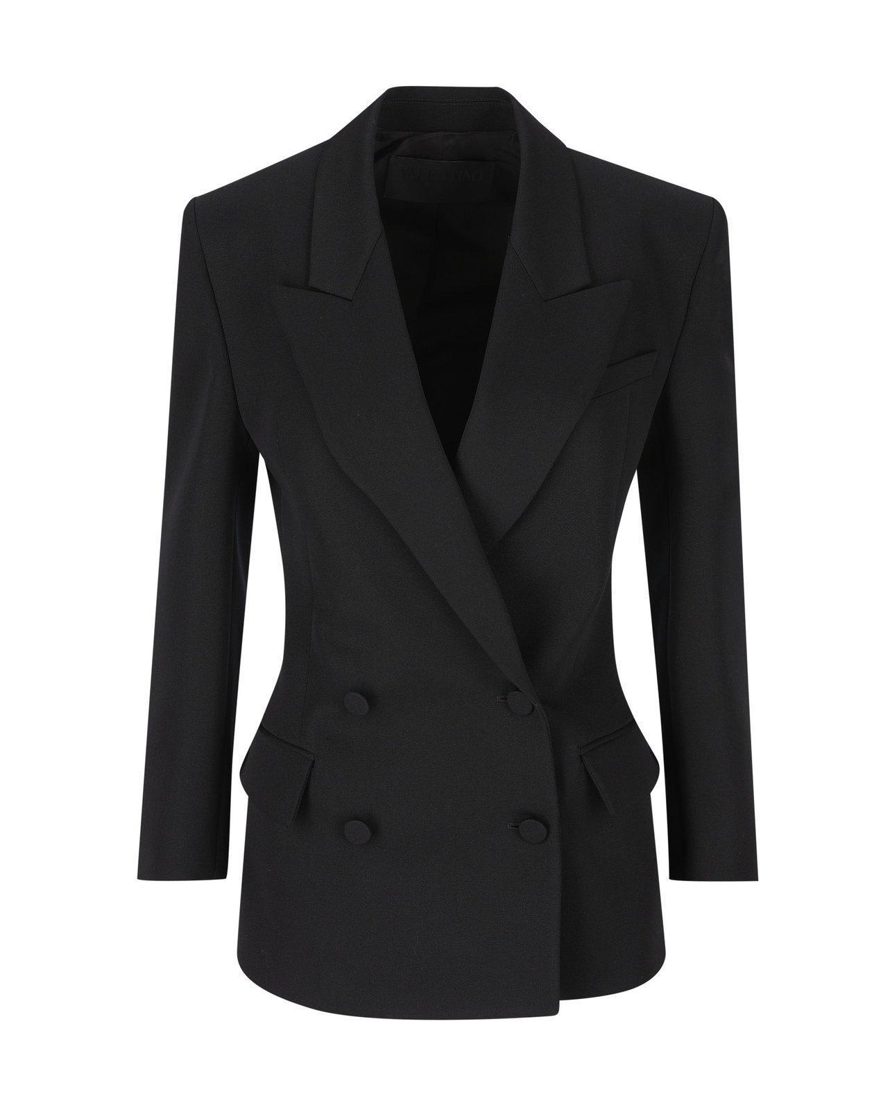 VALENTINO Double-breasted Long-sleeved Blazer In Black Product Image