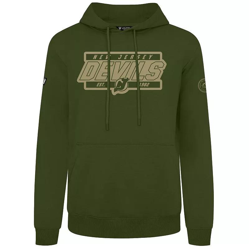 Mens Levelwear Olive New Jersey Devils Podium Pullover Hoodie Product Image