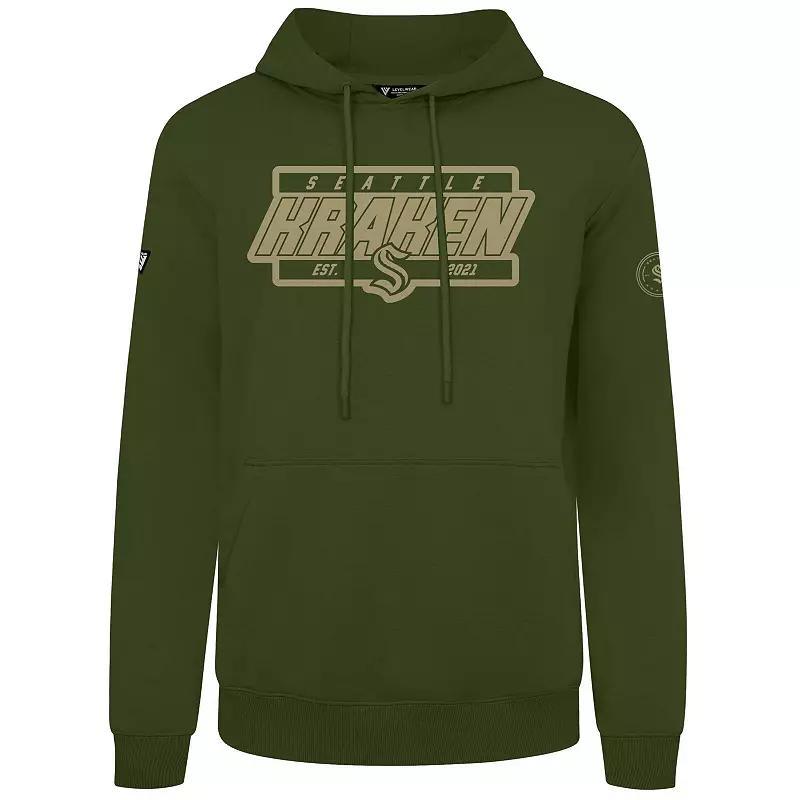 Mens Levelwear Olive Seattle Kraken Podium Pullover Hoodie Product Image