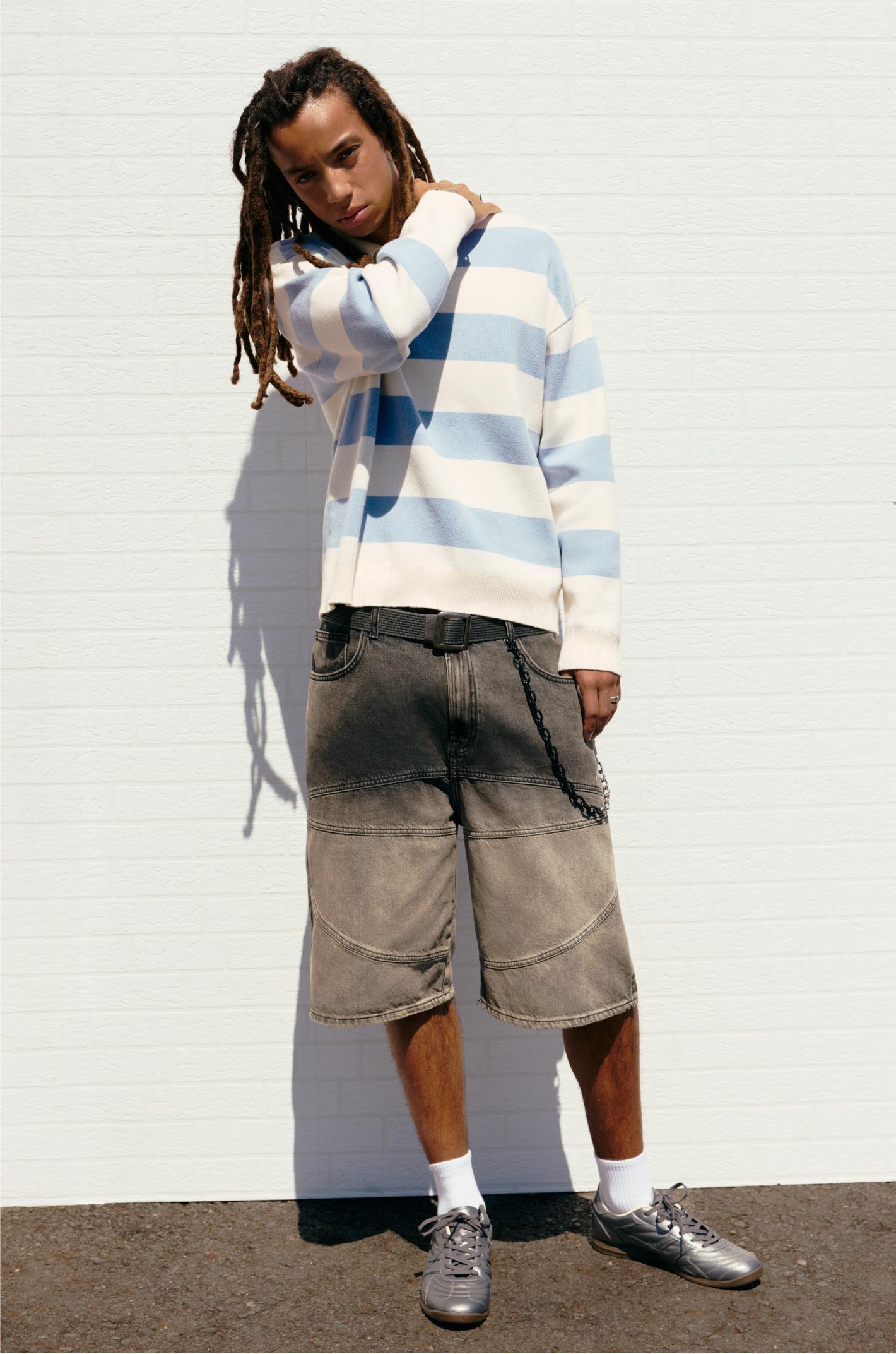 Ombré skater denim Bermuda shorts Product Image