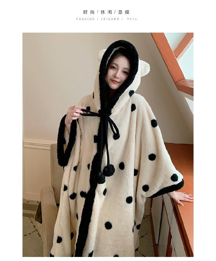 Dotted Flannel Pajama Robe Product Image