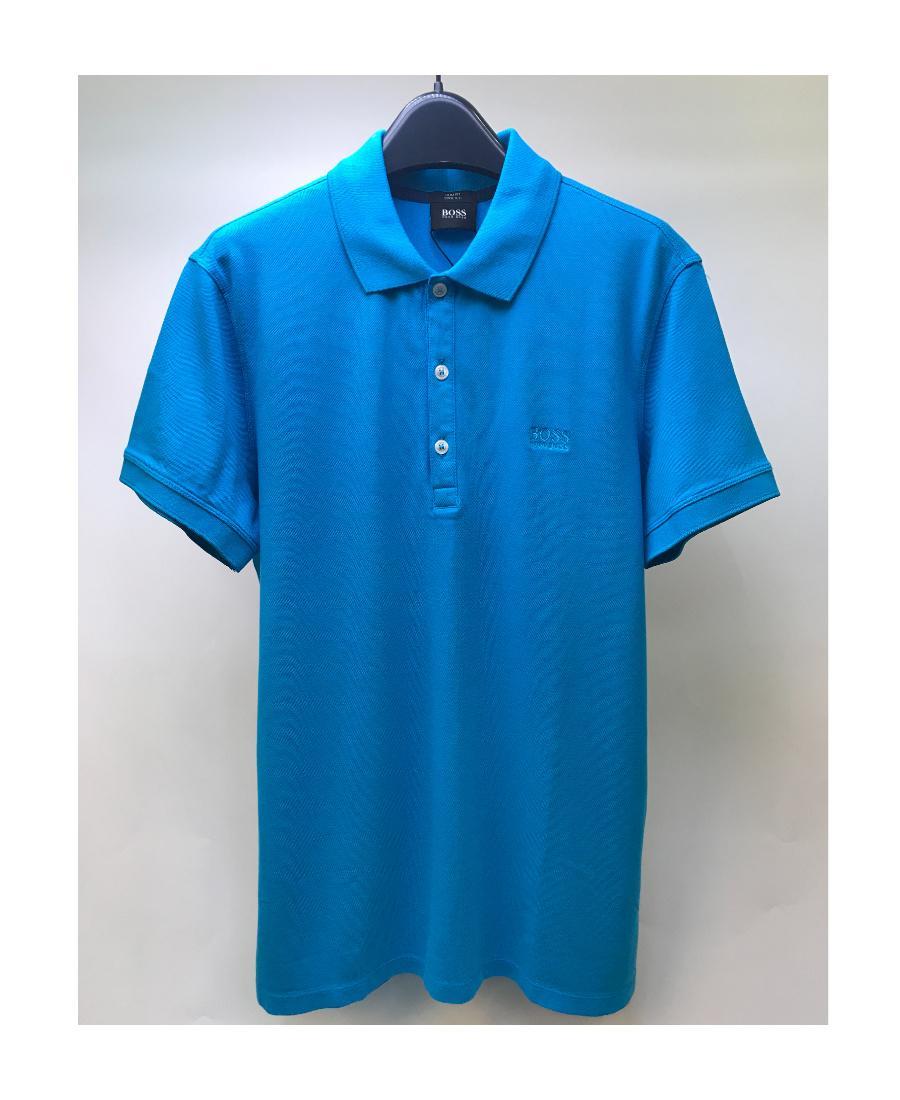 HUGO BOSS Logo Short-sleeved Polo Shirt In Blue Product Image