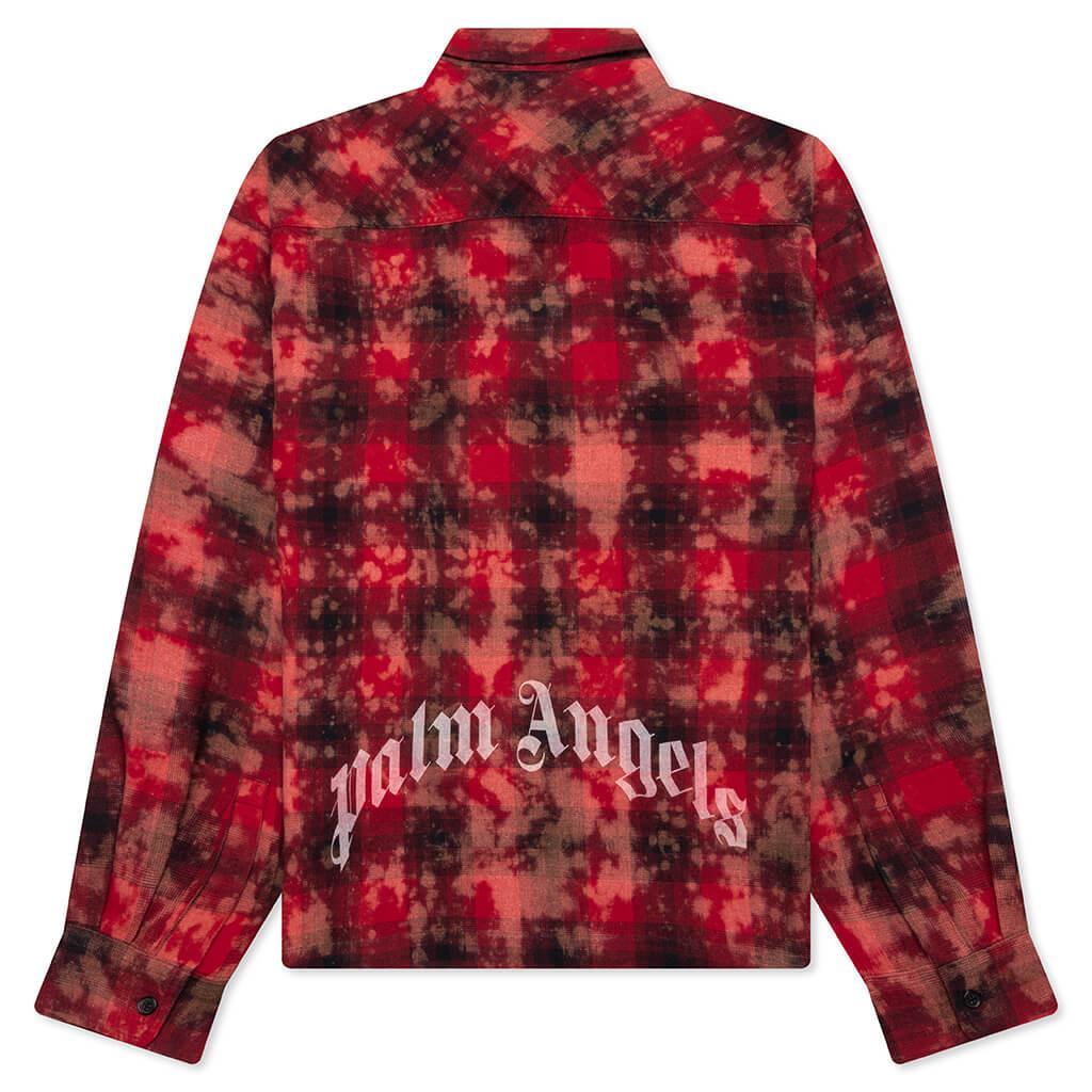 Curved Logo Check Shirt L/S - Red/Off-White Male Product Image