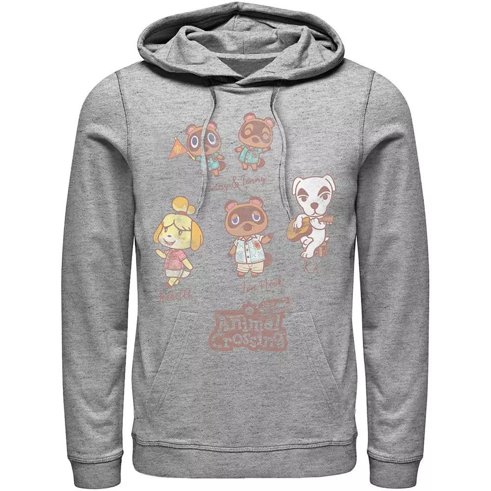 Men's Nintendo Character Textbook Group Shot Text Hoodie, Size: 3XL, Athletic Grey Product Image