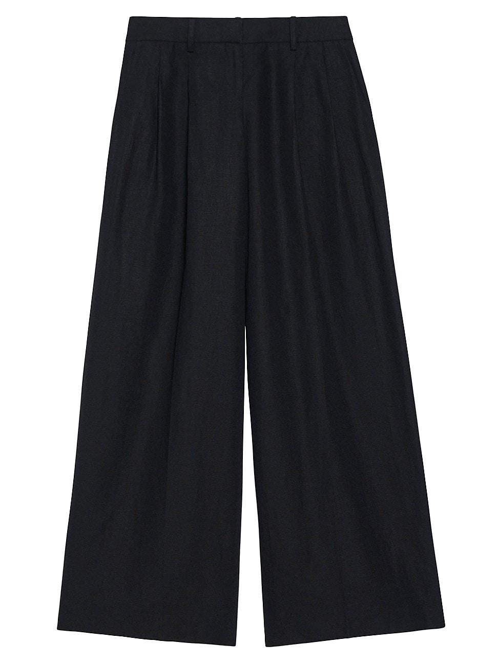 Womens Pleated Low-Rise Wide-Leg Pants Product Image