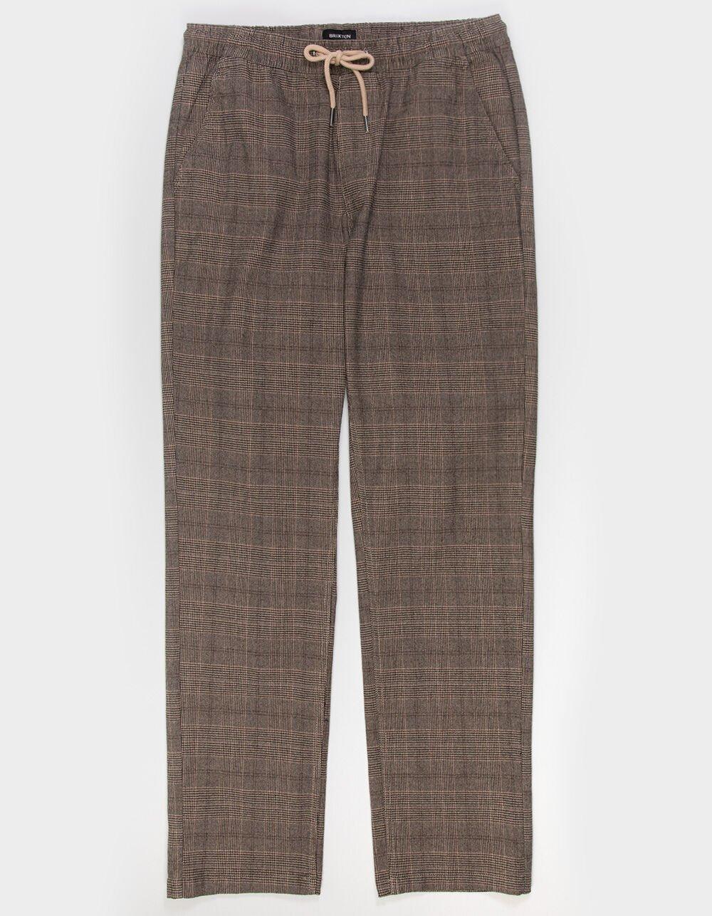 BRIXTON Broadway Houndstooth Relaxed Elastic Waist Mens Pants - BROWN Product Image