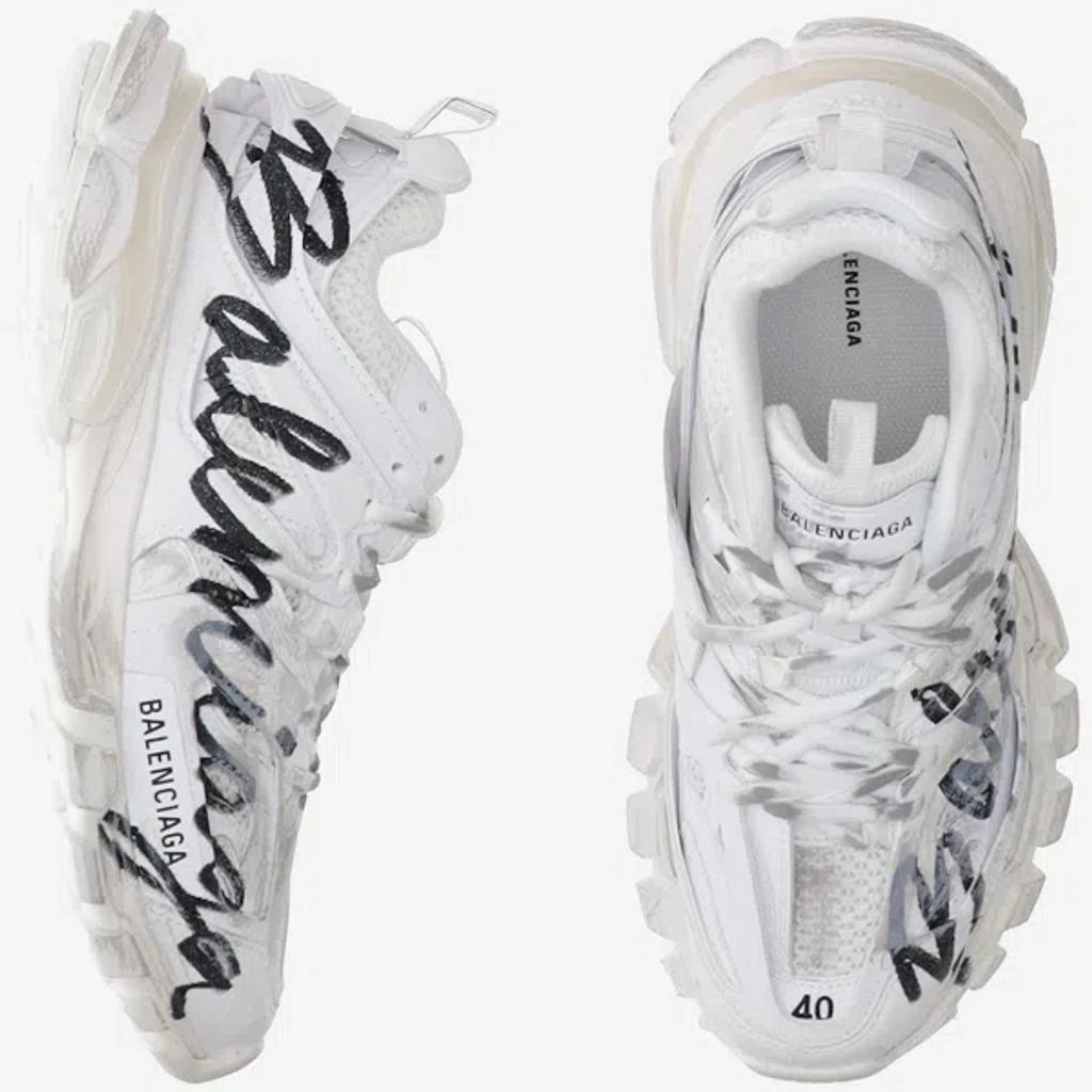 BALENCIAGA White Track Signature Sneakers Product Image