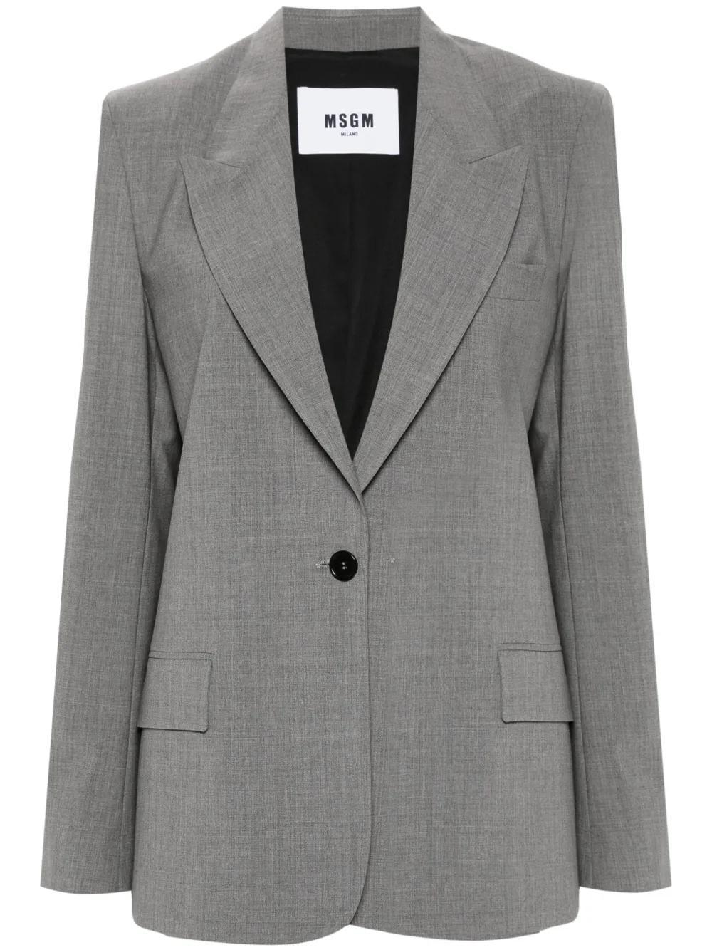 MSGM Logo-patch Blazer In Grey Product Image