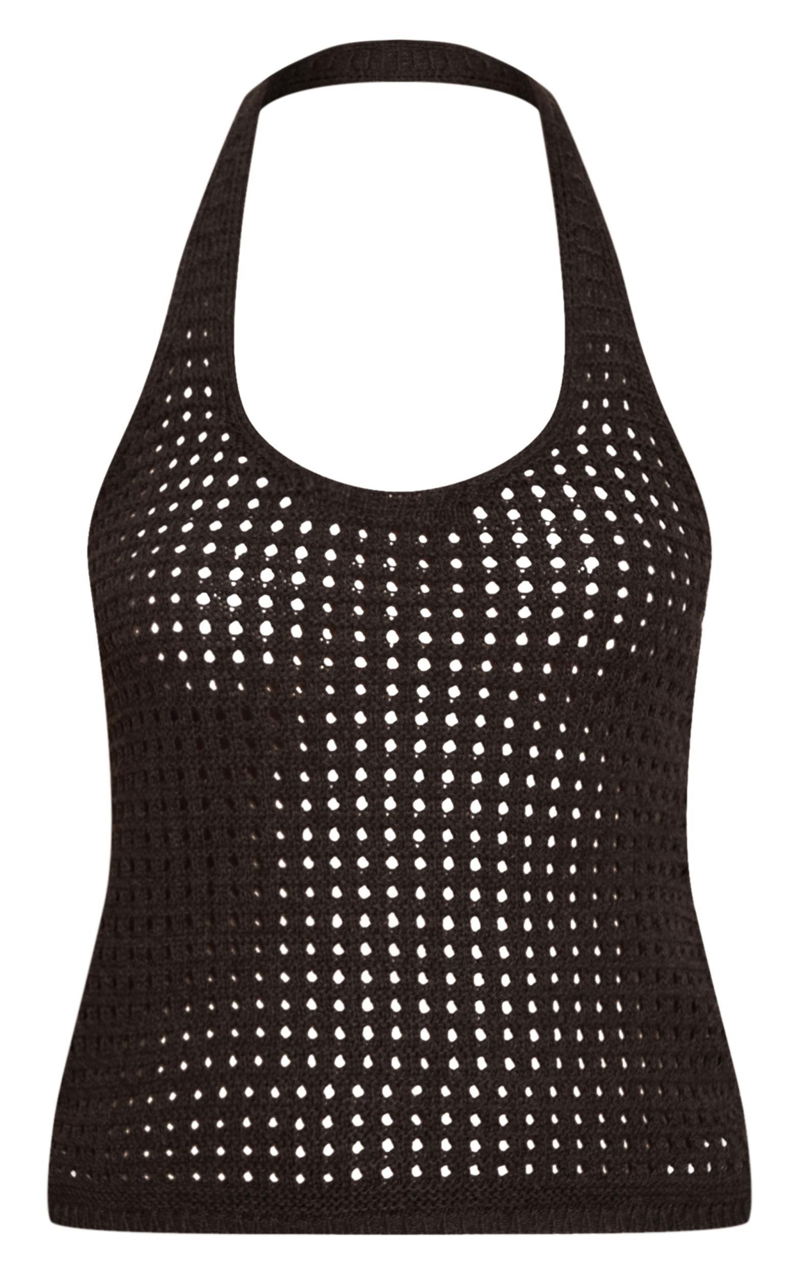 Chocolate Crochet Halter Top Product Image