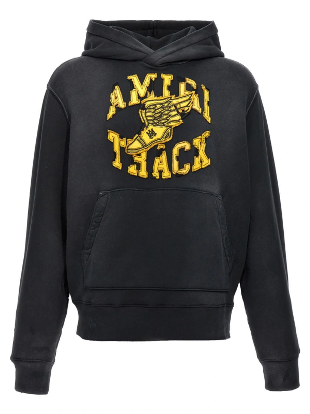 AMIRI Track Patch-embellished Hoodie In Gray Product Image