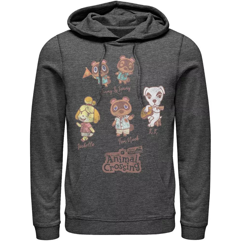 Men's Nintendo Character Textbook Group Shot Text Hoodie, Size: XXL, Grey Heather Product Image