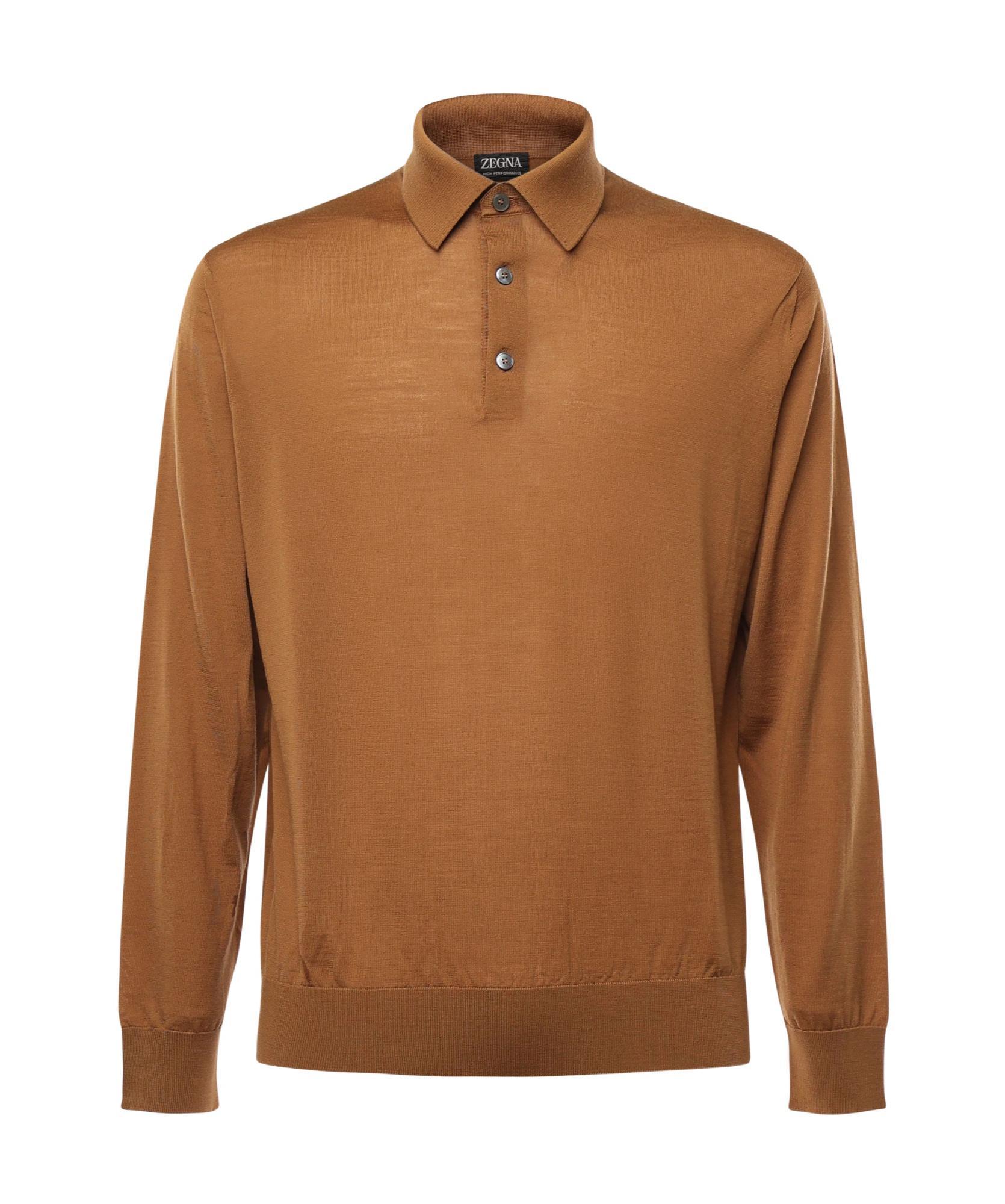 ZEGNA Button Detailed Knitted Polo Shirt In Brown Product Image