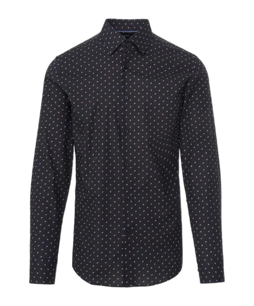 HUGO BOSS Geometric-print Poplin Shirt In Black Product Image