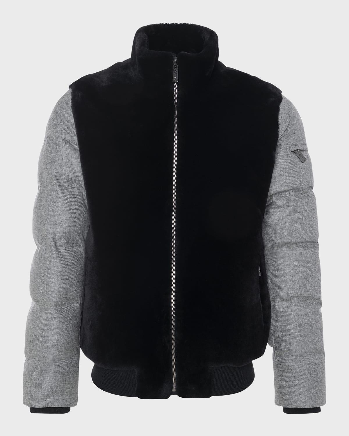 Womens Merino Shearling Lamb Bomber Jacket with Wool Product Image