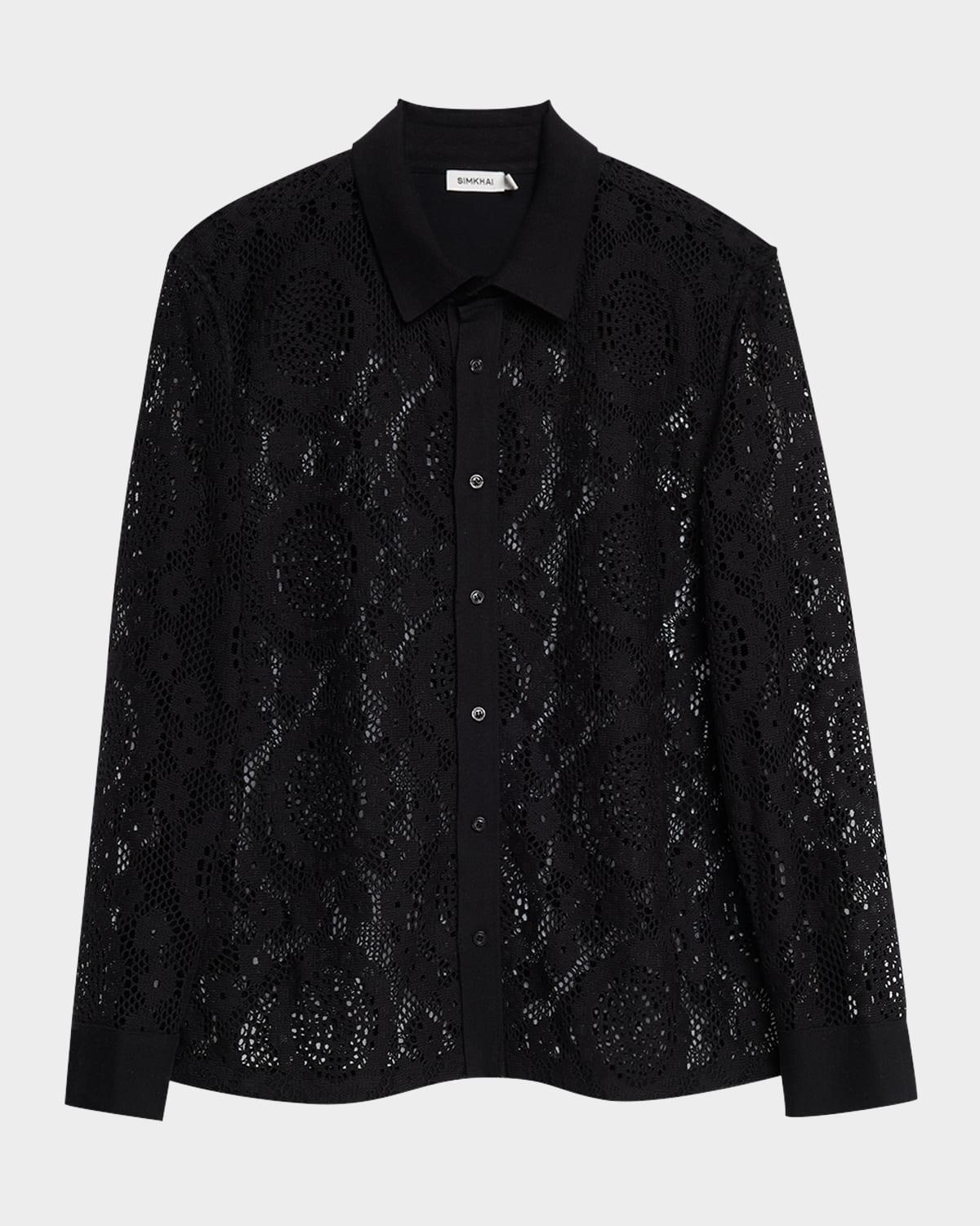 Men's Lace Button-Down Shirt Product Image