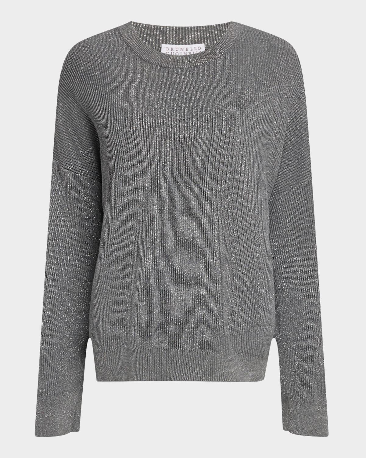 Lurex Cotton Metallic English Rib Knit Sweater Product Image