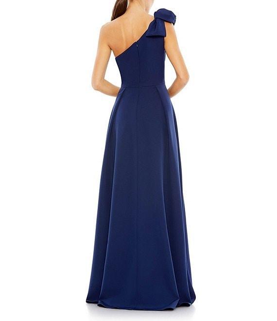 Mac Duggal Bow One Shoulder Front Slit Asymmetrical A-Line Gown Product Image