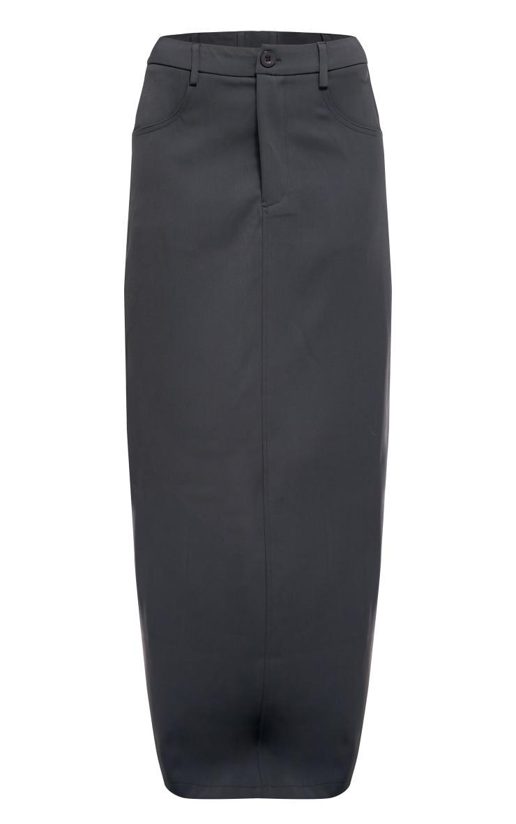 Charcoal Woven Split Back Maxi Skirt Product Image