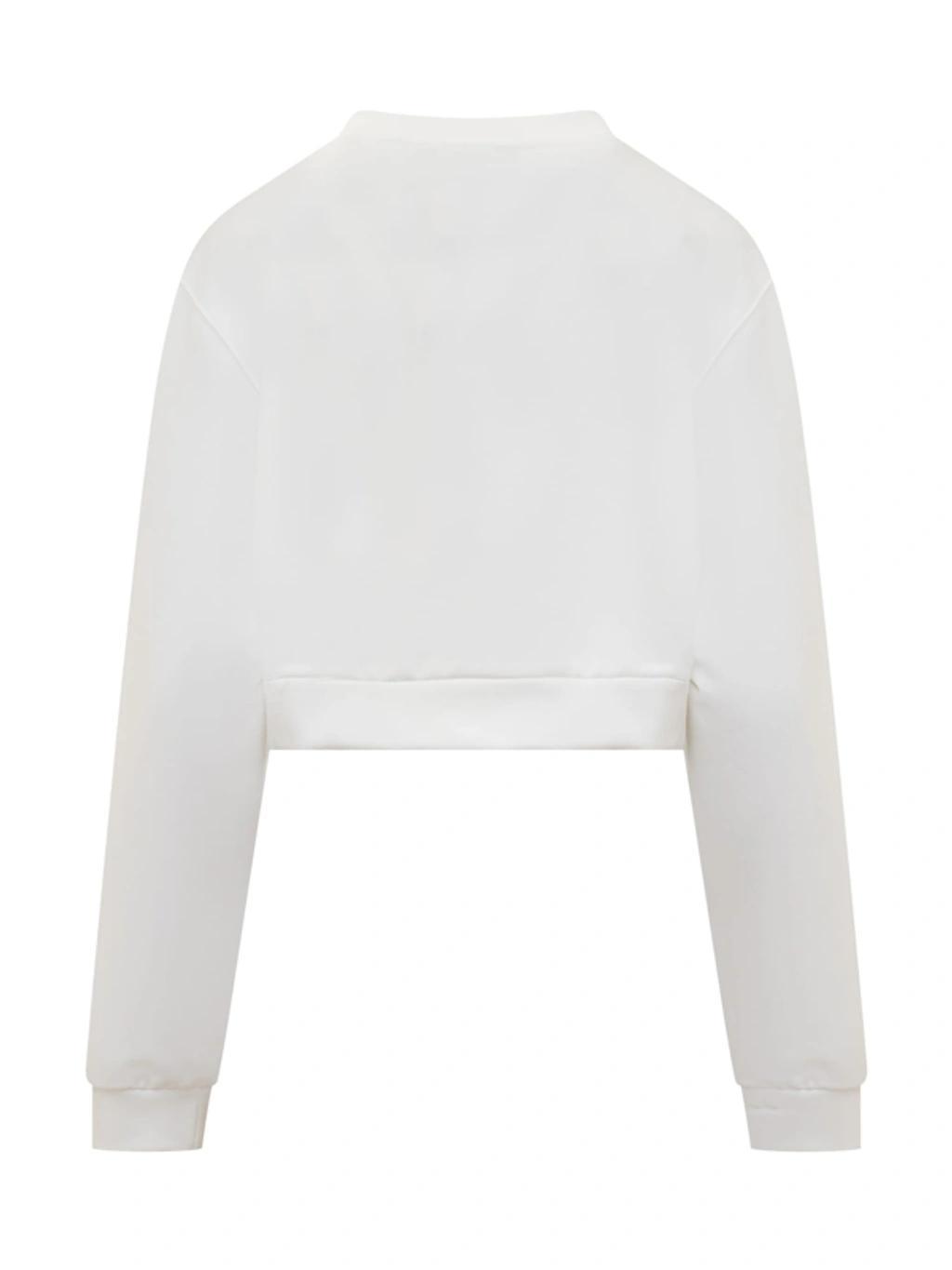 DOLCE & GABBANA Dg Logo Rolled-neck Crop Sweatshirt In Bianco Naturale Product Image