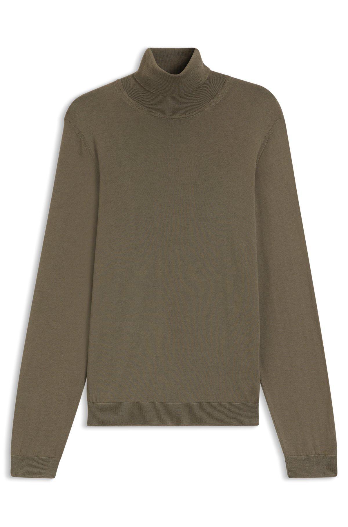 Regular-fit roll-neck sweater in mercerized virgin wool Product Image