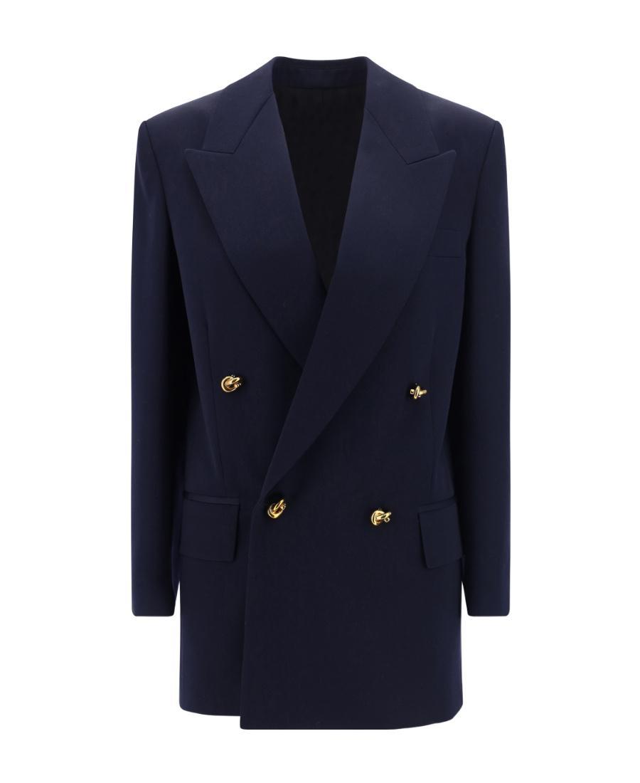 BOTTEGA VENETA Double Breasted Tailored Blazer In Blue Product Image