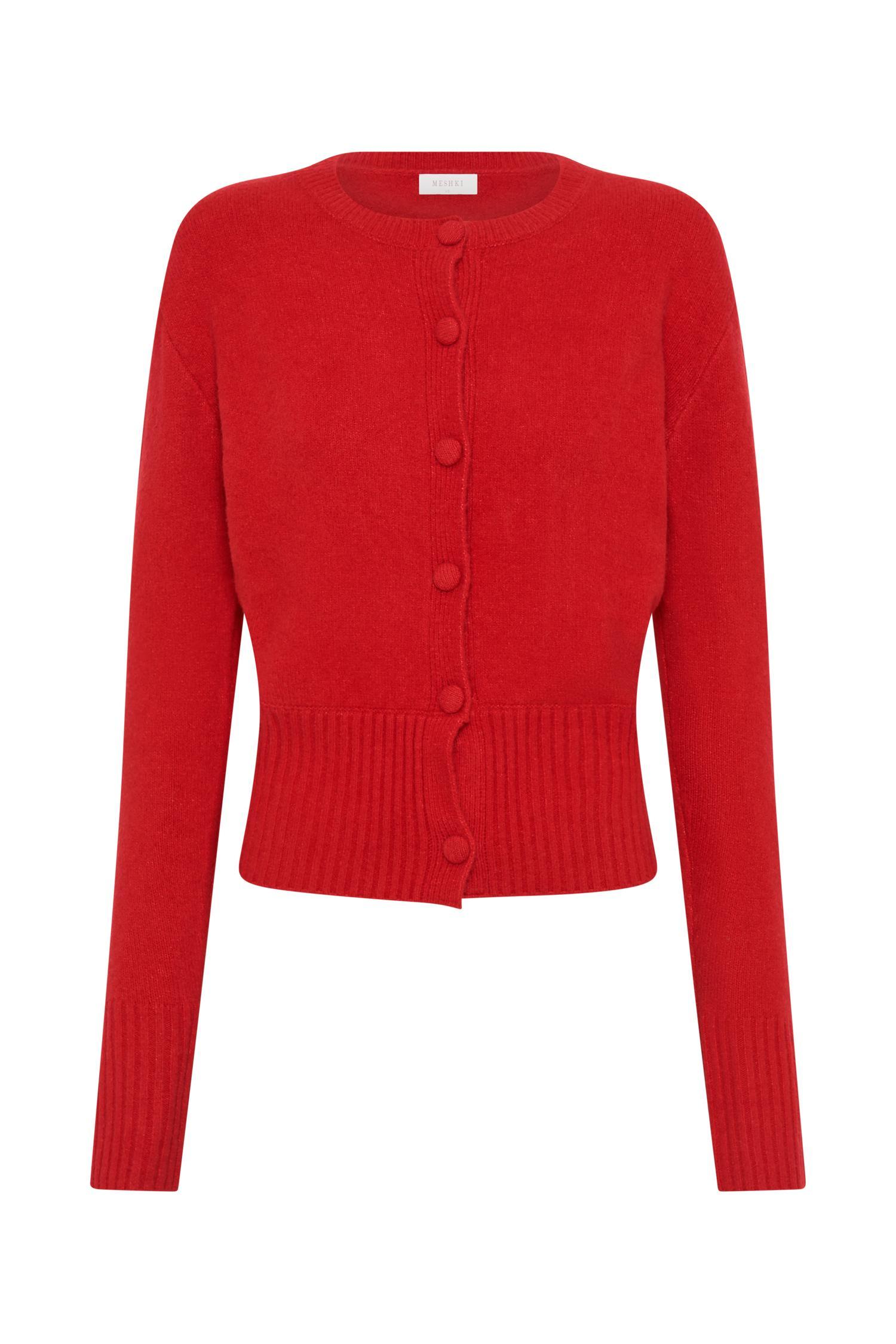 Genevieve Oversized Knit Cardigan - Ruby Product Image