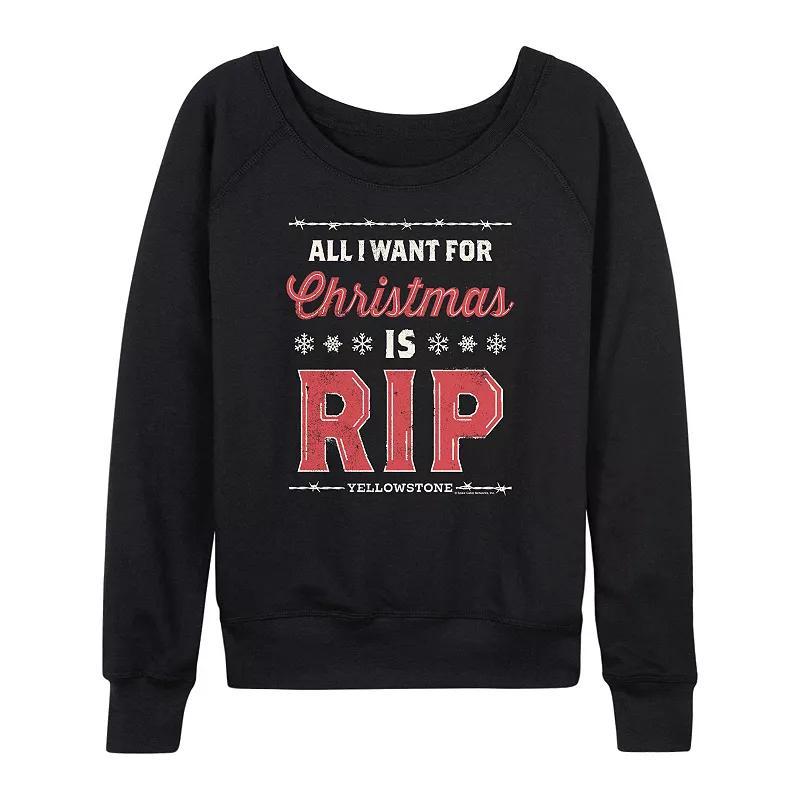 Women's Yellowstone Rip Wheeler Christmas French Terry Long Sleeve Tee, Size: XL, Black Product Image