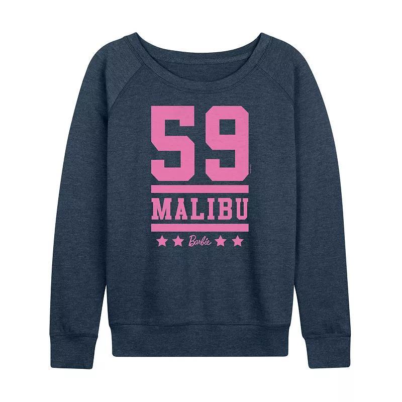 Women's Barbie® 59 Malibu Graphic French Terry Long Sleeve Tee, Size: XL, Grey Blue Product Image