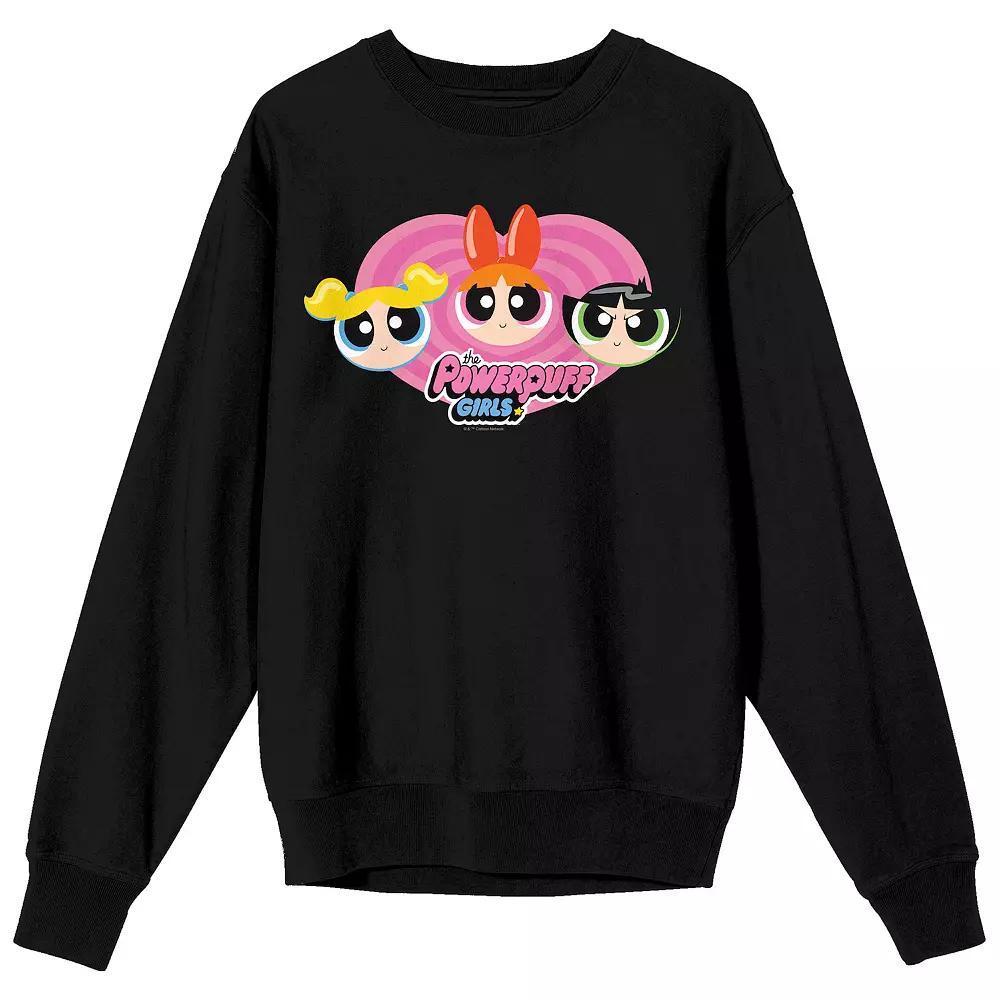 Women's Powerpuff Girls Pink Heart Crew Neck Sweatshirt Product Image