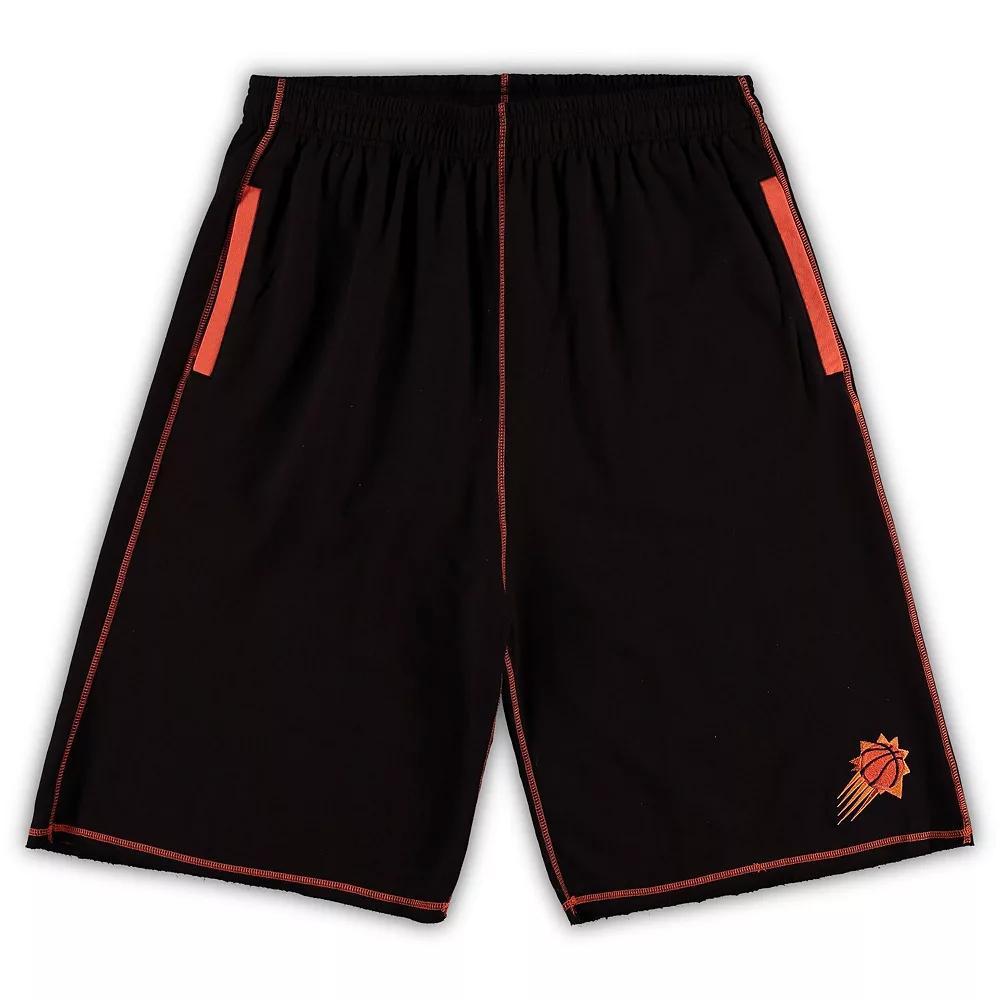 Men's Black/Orange Phoenix Suns Big & Tall Contrast Stitch Knit Shorts,  Product Image
