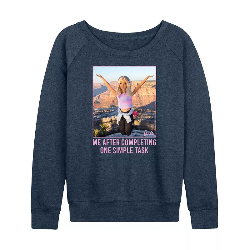 Women's Barbie® One Simple Task French Terry Long Sleeve Tee, Girl's, Size: Large, Heather Grey Product Image