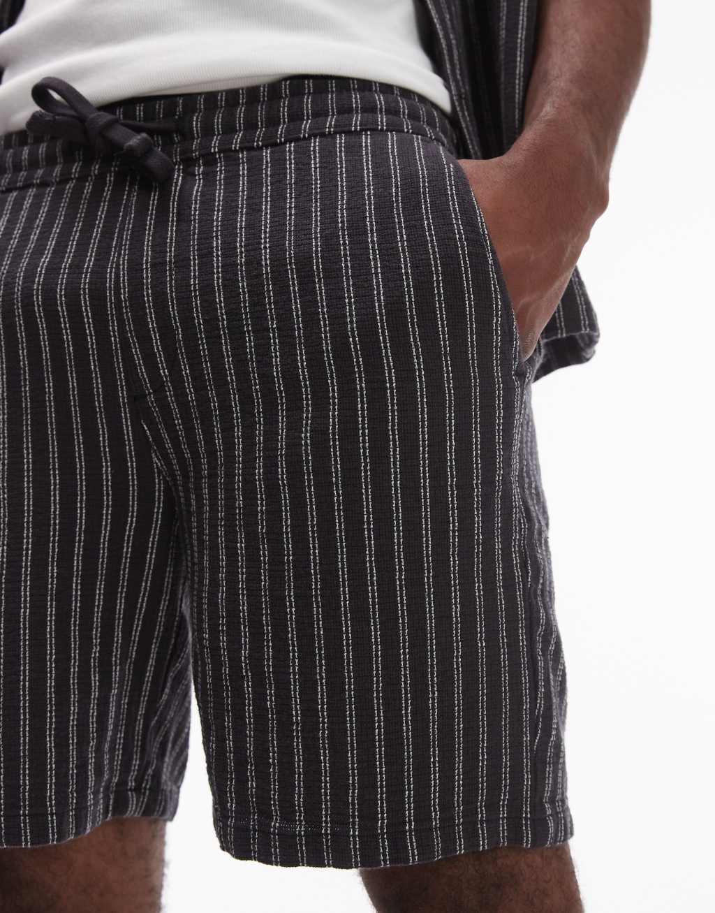 Topman striped shorts in black - part of a set Product Image