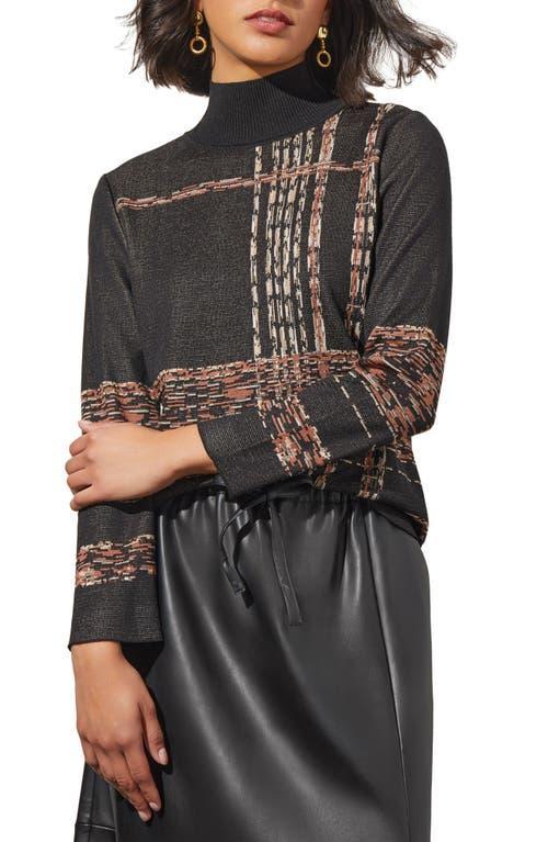 Womens Plaid Jacquard Knit Turtleneck Tunic Product Image