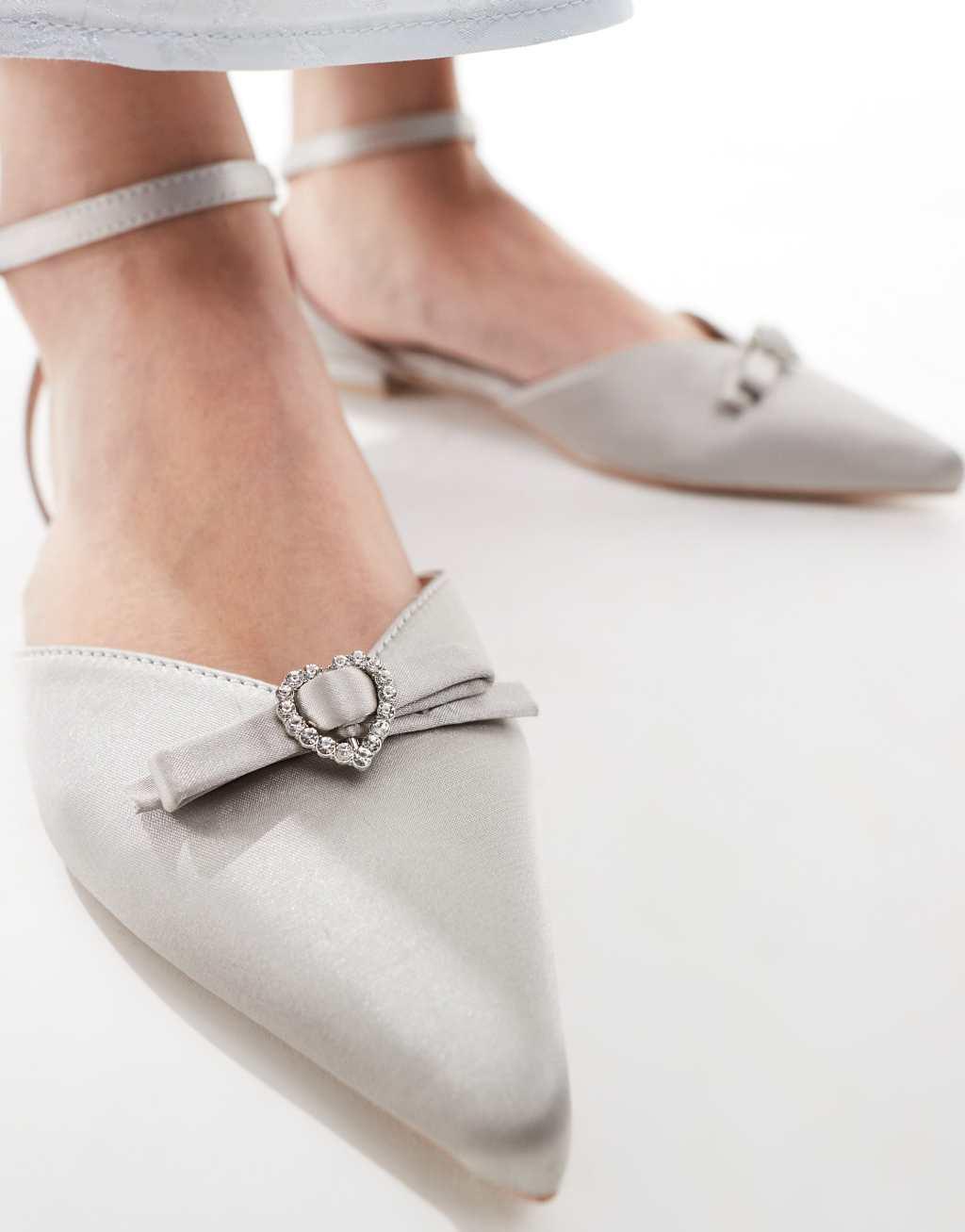 Be Mine Bridal Indi bow flat shoes in gray Product Image