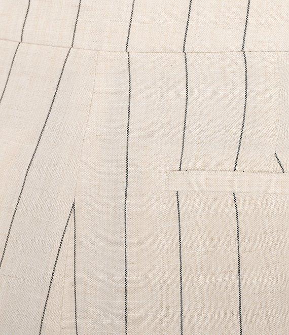 Kasper Pinstripe Fly Front Wide Leg Pants Product Image