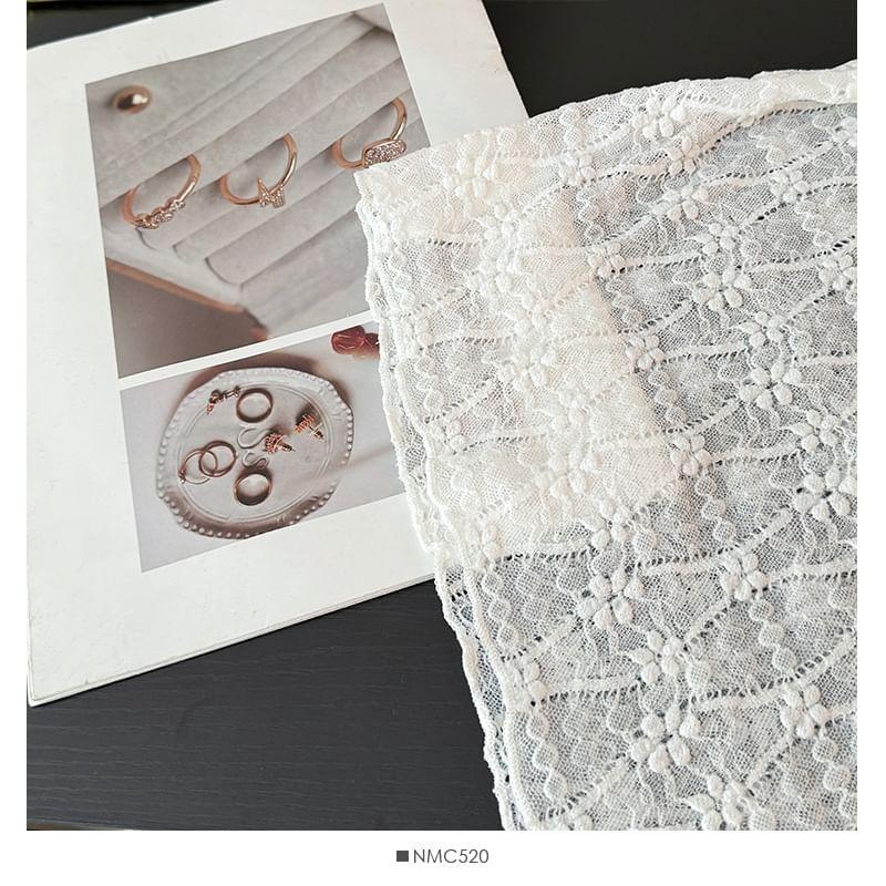 High-Neck Sheer Lace Top Product Image