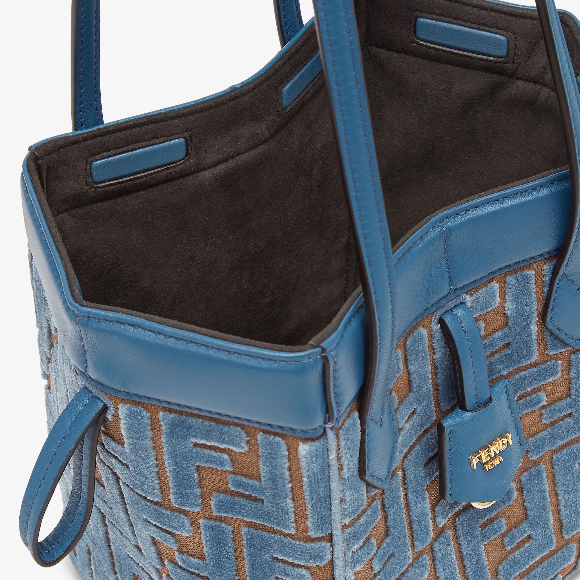 Fendi Origami MiniTransformable light blue FF jacquard velvet mini-bag Product Image