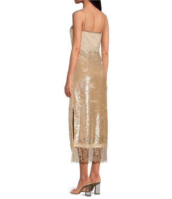 Gianni Bini Madelyn Square Neck Sleeveless Sequin Lace Midi Dress Product Image