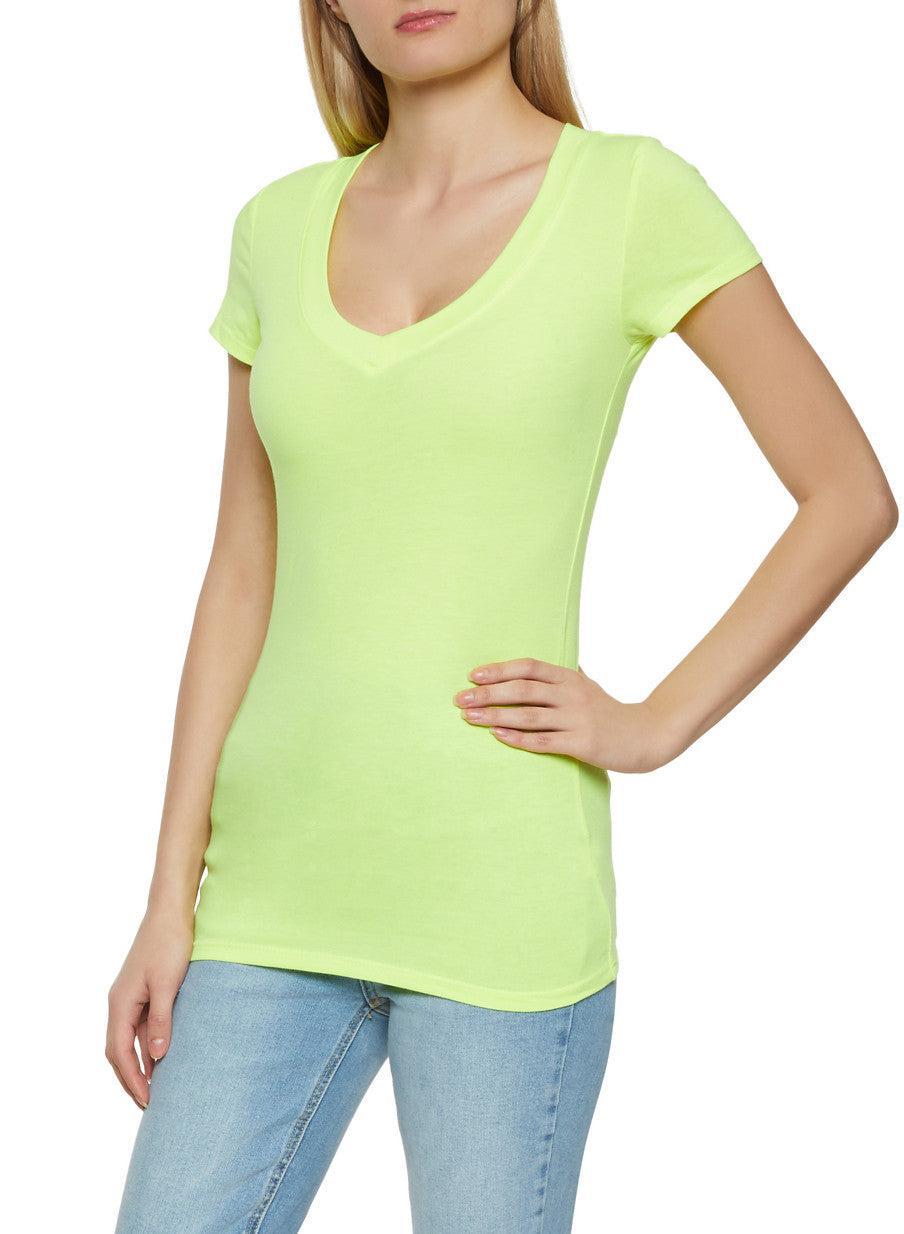 Womens V Neck Short Sleeve T Shirt Product Image